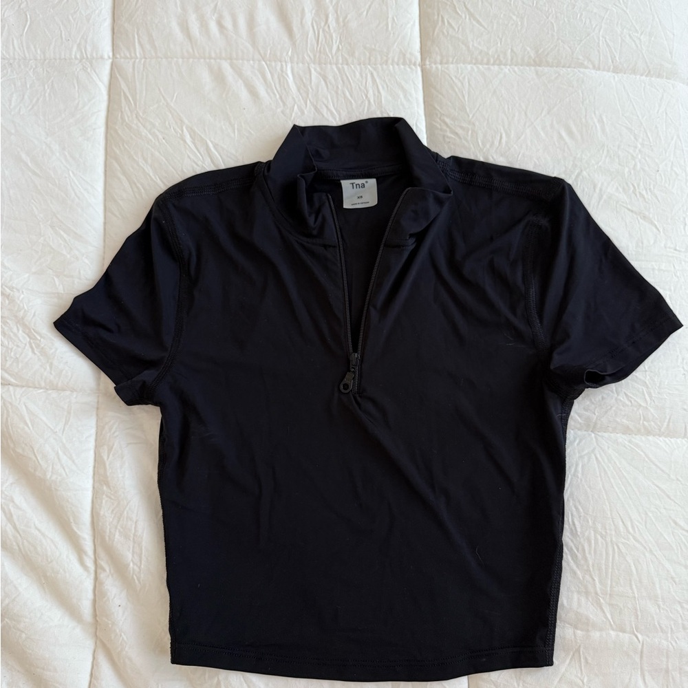 TNA Half-Zip Cropped Short Sleeve Top